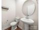 Clean and modern powder room with pedestal sink and large mirror at 717 Windage Way, Pineville, NC 28134