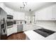 Modern kitchen with white cabinets, stainless steel appliances, and breakfast bar at 10501 Rougemont Ln, Charlotte, NC 28277