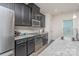 Modern kitchen features stainless steel appliances, granite countertops, and gray cabinets at 1419 Newell Towns Ln, Charlotte, NC 28262