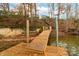Wooden dock extending into the lake, offering lake access at 17909 Wilbanks Dr, Charlotte, NC 28278