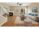 Bright living room with fireplace, hardwood floors and stylish furniture at 3100 Windsor Trace Dr, Fort Mill, SC 29707