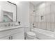 Modern bathroom with a single vanity and shower/tub combo at 114 Quail Ridge Dr, Mooresville, NC 28117