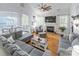 Open living room with sectional sofa, fireplace and hardwood floors at 2008 Fallondale Rd, Waxhaw, NC 28173