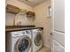 Laundry room with washer, dryer, and shelving at 3203 Morgan Clark Rd, Charlotte, NC 28208