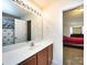 Bathroom with wood cabinets and a shower/tub combo at 4529 Esmeralda Dr, Charlotte, NC 28269