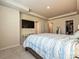 Spacious bedroom features tray ceiling, tv, walk-in closet, and neutral-colored walls with plush carpet at 14041 Castle Nook Dr # 75, Charlotte, NC 28273