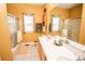 Bathroom with double vanity and shower/tub combo at 219 Society Rd, Statesville, NC 28625