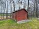 Red storage shed in the backyard with easy access at 1008 E Sandy Ridge Rd, Monroe, NC 28112