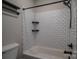 Bathroom with white subway tile, shower and bathtub at 102 Lake George Dr, Shelby, NC 28152