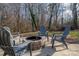 Relaxing fire pit area with four chairs in backyard setting at 102 Lake George Dr, Shelby, NC 28152