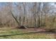 Private wooded area with lush greenery and wood pile at 102 Lake George Dr, Shelby, NC 28152