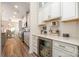 Kitchen with gray cabinets, quartz counters, and a beverage center at 12613 Stoneybrook Station Pkwy, Huntersville, NC 28078