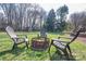 Inviting backyard space with a cozy fire pit and comfortable seating, ideal for gatherings and enjoying the outdoors at 133 Castaway Trl, Mooresville, NC 28117