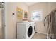 Laundry room with a front-load washer and dryer, window, and decor at 133 Castaway Trl, Mooresville, NC 28117