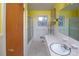 Bathroom with shower/tub combo and white vanity at 218 Kingsway Cir, Charlotte, NC 28214