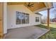 Covered patio with wood ceiling and backyard view at 2712 Yellow Bell Way, Monroe, NC 28112