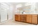 Elegant bathroom with double vanity, large shower, and modern fixtures at 3101 Elmwood Dr, Monroe, NC 28110