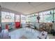 Bright screened porch featuring a red door and backyard view at 535 Tyson St, Charlotte, NC 28209