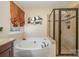 Bathroom with garden tub and separate shower at 5767 Dove Point Dr, Concord, NC 28025