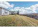 Elevated backyard with a sloped lawn and black fence at 6297 Raven Rock Dr, Denver, NC 28037