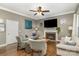 Spacious living room featuring a fireplace and hardwood floors at 9929 Allyson Park Dr, Charlotte, NC 28277