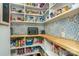 Well-organized pantry with ample shelving and tile backsplash at 9929 Allyson Park Dr, Charlotte, NC 28277