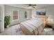 Virtually staged bedroom with light walls and new carpet at 1002 Joanne Ct, Kings Mountain, NC 28086