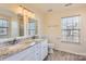 Bright bathroom with double vanity and granite counters at 12338 Shadow Ridge Ln, Charlotte, NC 28273