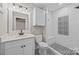 Bathroom with white subway tile, a patterned floor, and a shower at 1325 Bostwood Ln, Concord, NC 28025