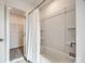 Clean bathroom with shower/tub combo and walk-in closet at 207 Benfield Rd, Kings Mountain, NC 28086