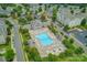 An aerial view of the community pool and clubhouse at 2151 Belle Vernon Ave, Charlotte, NC 28210