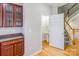 Convenient powder room with pedestal sink near kitchen at 2151 Belle Vernon Ave, Charlotte, NC 28210