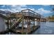 Private boat dock with lift and covered seating area at 3910 6Th Nw St, Hickory, NC 28601