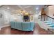 Beautiful living room with coffered ceiling, stone fireplace and view of staircase at 407 Blue Bay Ct, York, SC 29745