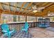 Covered patio with ceiling fan and small trampoline at 4618 New Town Rd, Waxhaw, NC 28173