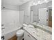 Small bathroom with granite vanity and shower/tub combo at 6000 Bickett Ridge Dr, Monroe, NC 28110