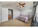 Bedroom with vaulted ceiling, ceiling fan and ample closet space at 100 Sea Island Blvd, Fort Mill, SC 29708