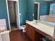 Bathroom with a double vanity, garden tub, and walk-in shower at 1004 Rosewater Ln, Indian Trail, NC 28079