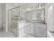 Bathroom with double vanity, glass shower, and marble flooring at 11043 Lawyers Rd, Mint Hill, NC 28227