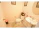 Small bathroom with toilet, sink, and decorative accents at 11646 Rabbit Ridge Rd, Charlotte, NC 28270