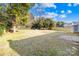 Landscaped backyard with fire pit and wooden fence at 11816 Park Rd, Charlotte, NC 28226