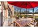 Spacious patio featuring outdoor furniture and views of the well-manicured grounds at 12201 Pine Valley Club Dr, Charlotte, NC 28277