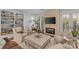 Cozy living room with fireplace and built-in shelving at 303 Hillside Ave, Charlotte, NC 28209