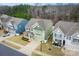 Aerial view of charming houses and quiet street at 3836 Lake Breeze Dr, Sherrills Ford, NC 28673