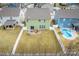 Aerial view of backyard with pool and patio at 3836 Lake Breeze Dr, Sherrills Ford, NC 28673