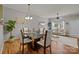 Bright dining area with glass table and four chairs, overlooking the living room at 12250 Savannah Garden Dr, Charlotte, NC 28273