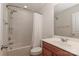 Clean bathroom with shower/tub combo and updated vanity at 201 Waterlynn Ridge Rd # E, Mooresville, NC 28117