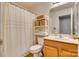 Clean bathroom with updated vanity and shower at 209 Squirrel Ln, Lake Wylie, SC 29710