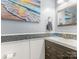 Modern bathroom with a hexagon tile accent and a wood vanity at 2262 Galloway Sw Ln # 330, Concord, NC 28025