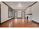 Living room with hardwood floors, fireplace and access to backyard at 357 7Th Nw St, Hickory, NC 28601